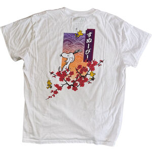 Peanuts Snoopy Japanese Wave & Plum Blossom Graphic Tee XL